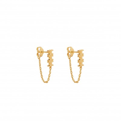CELINE TRIOMPHE CHAIN EARRINGS IN BRASS WITH GOLD FINISH GOLD 460RC6BRA-35OR